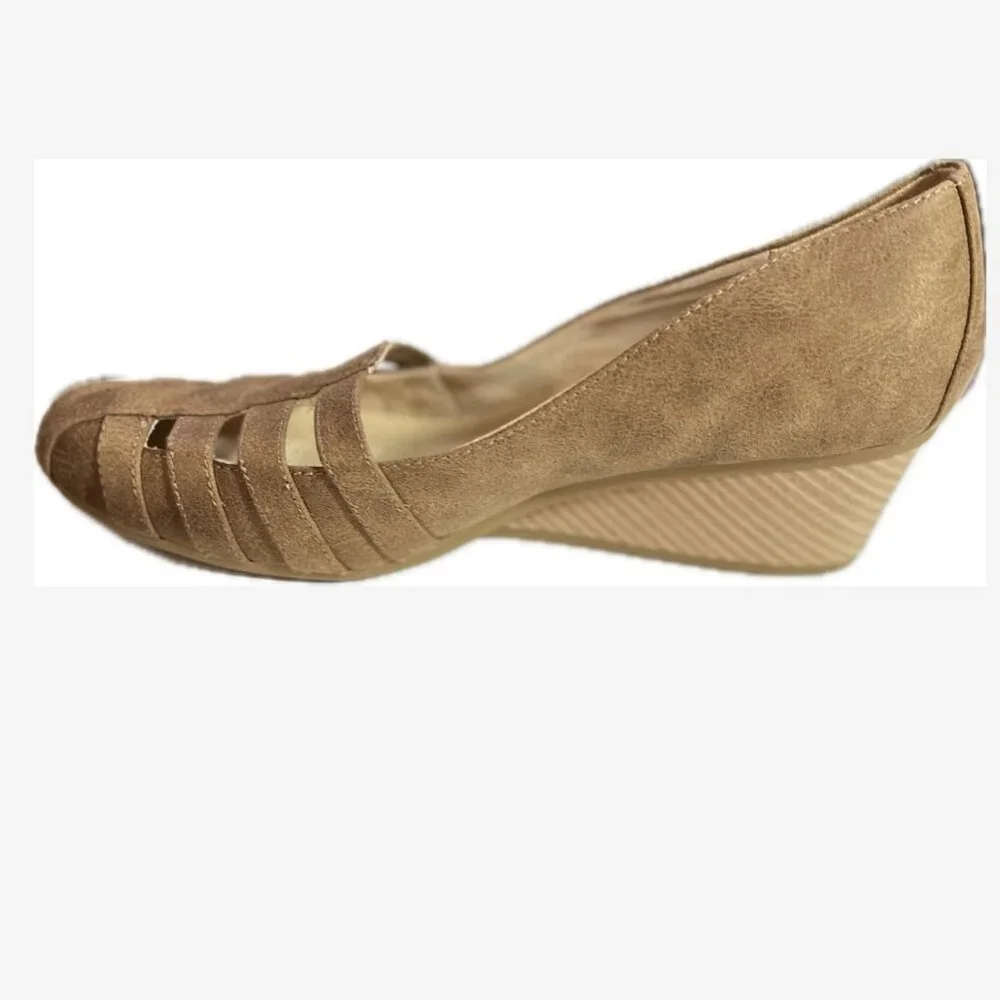 Dr. Scholls Wedge Shoes Pumps Slip On Heels Women Size 11 M Brown/Tan 2